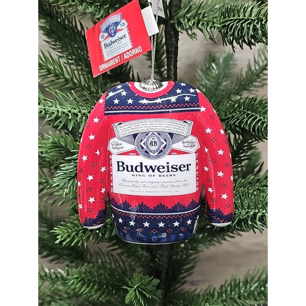 Budweiser Ugly Sweater Decoupage Holiday Ornament